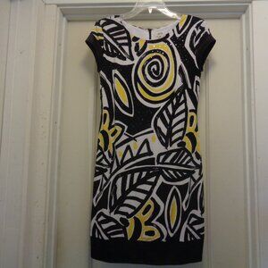 NEW YORK JUNGLE MODERNIST STRETCH BLING SHEATHE DRESS BY CACHE 6